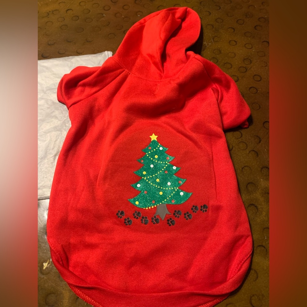 Christmas Theme Fleece Dog Hoodie M L